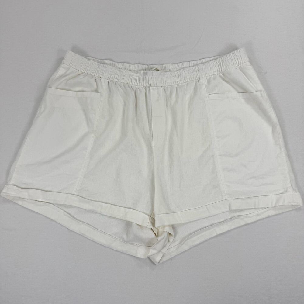 Old Navy Plus Women’s Utility Linen Blend Short 3X White Beachy Minimalist